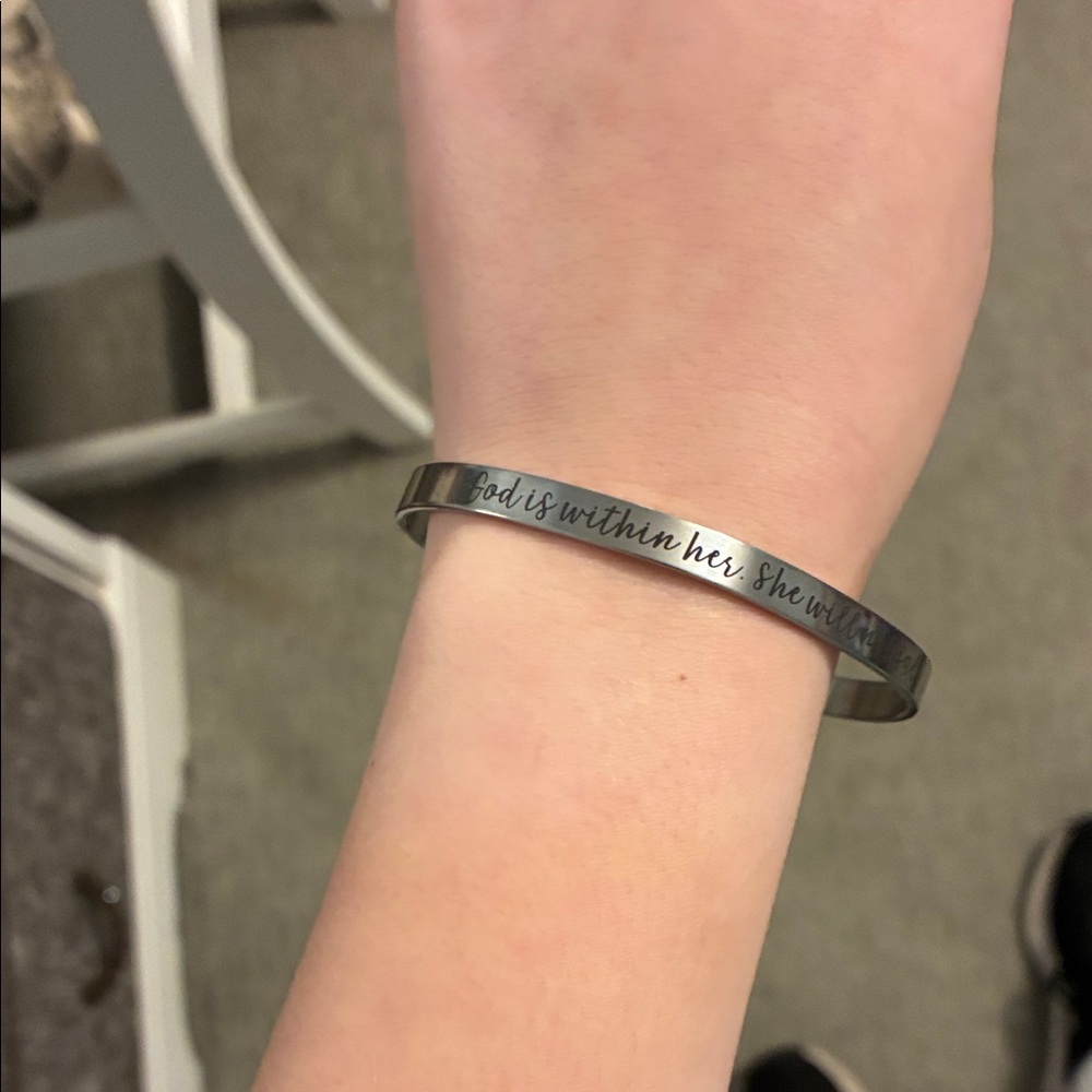 Silver Inspirational Bangle Bracelet